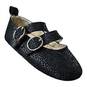 Carter's Glitter Mary Jane Crib Shoes Baby Girl 0-3M Newborn Black Formal Dressy
